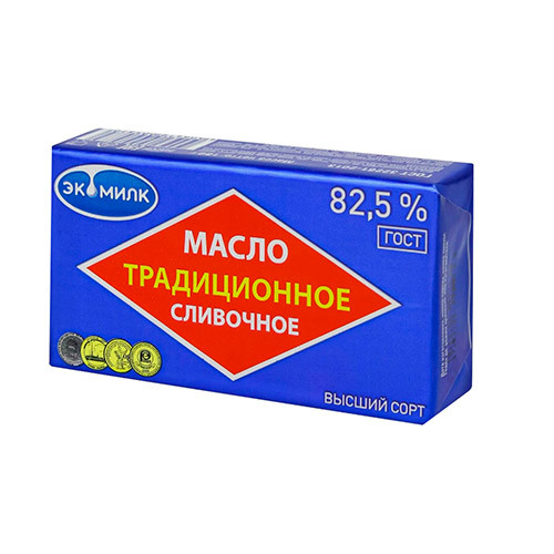 Масло слив Традиционное РОМБ синее  82,5% 160г ЭКОМИЛК