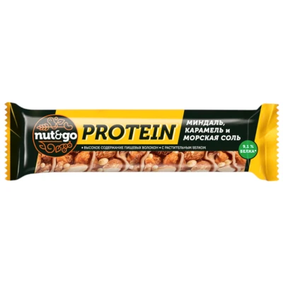 Батончик Protein NUT&amp;GO миндаль,карам. моск. соль 40г KDV