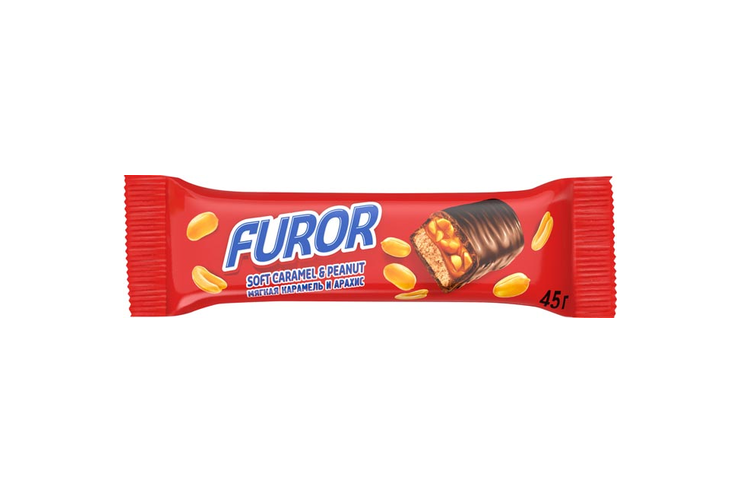 Батончик глазир. Furor с мяг.карам. и арахисом 45г KDV