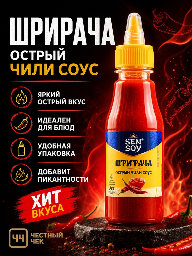 Соус Чили Шрирача 320гр с/б Сэнсой