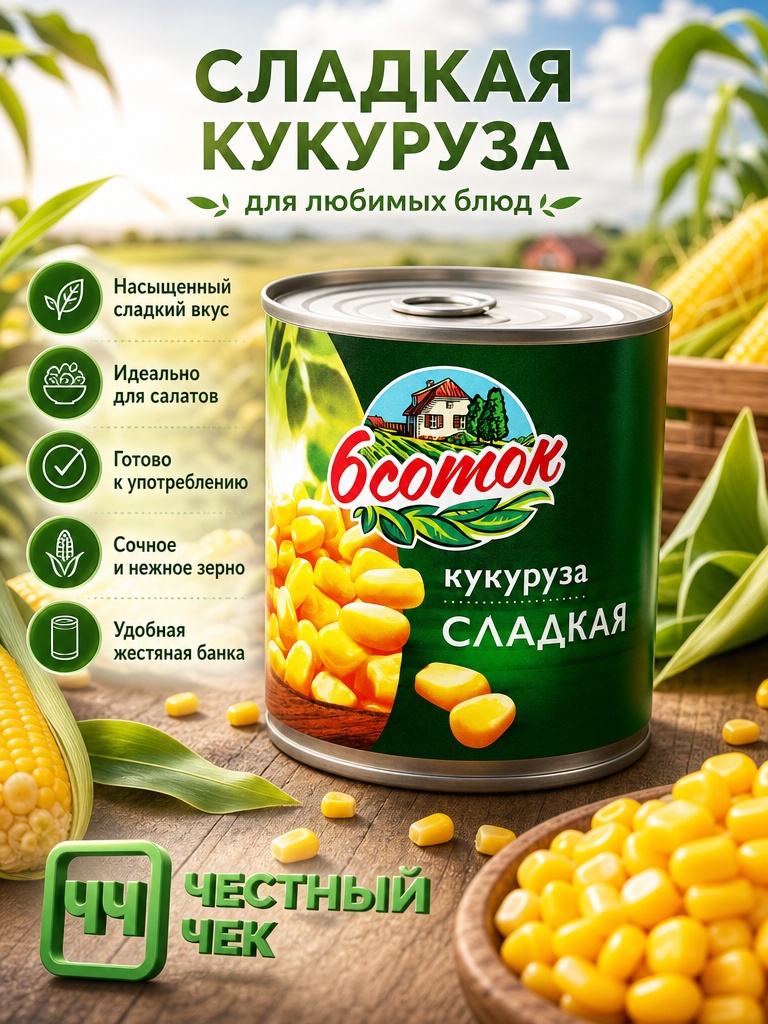 Кукуруза "6 СОТОК" ж/б  425мл 
