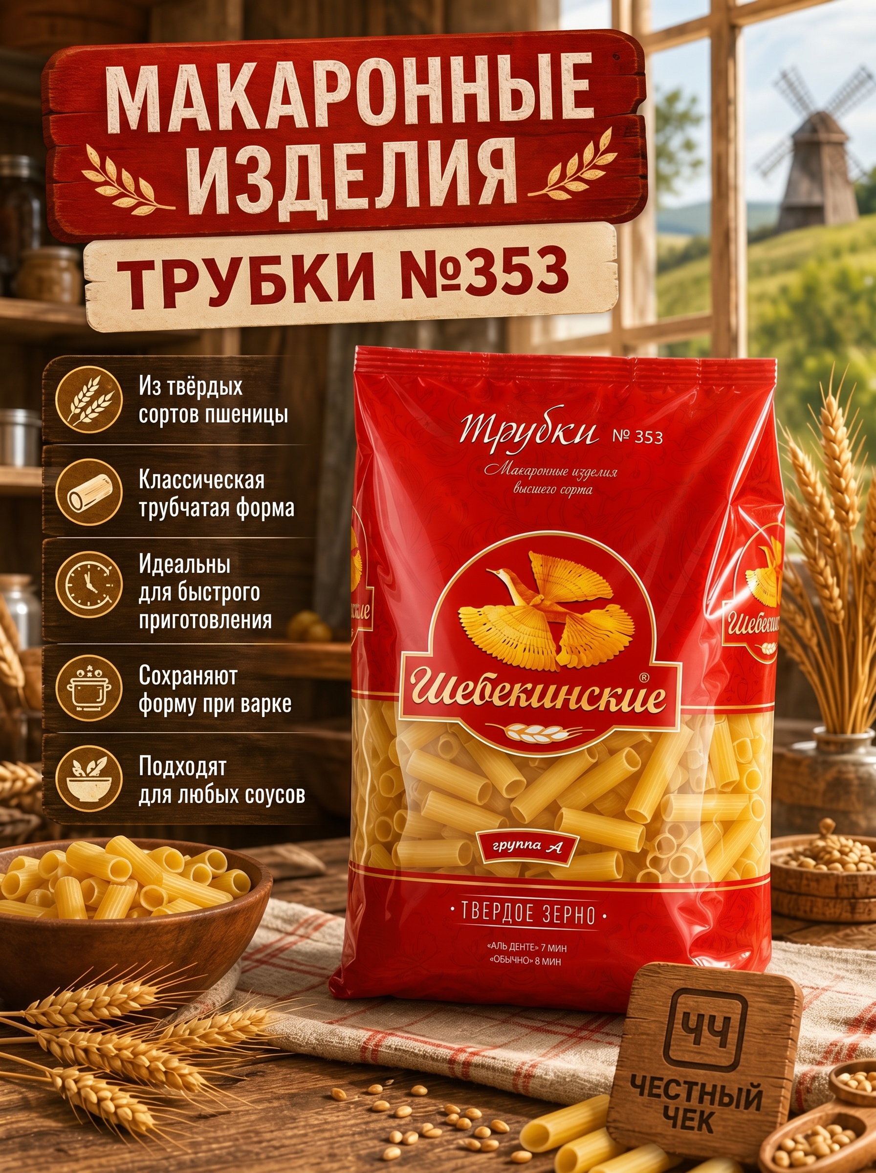 Макароны Трубки (№353) 450г Щебекенские