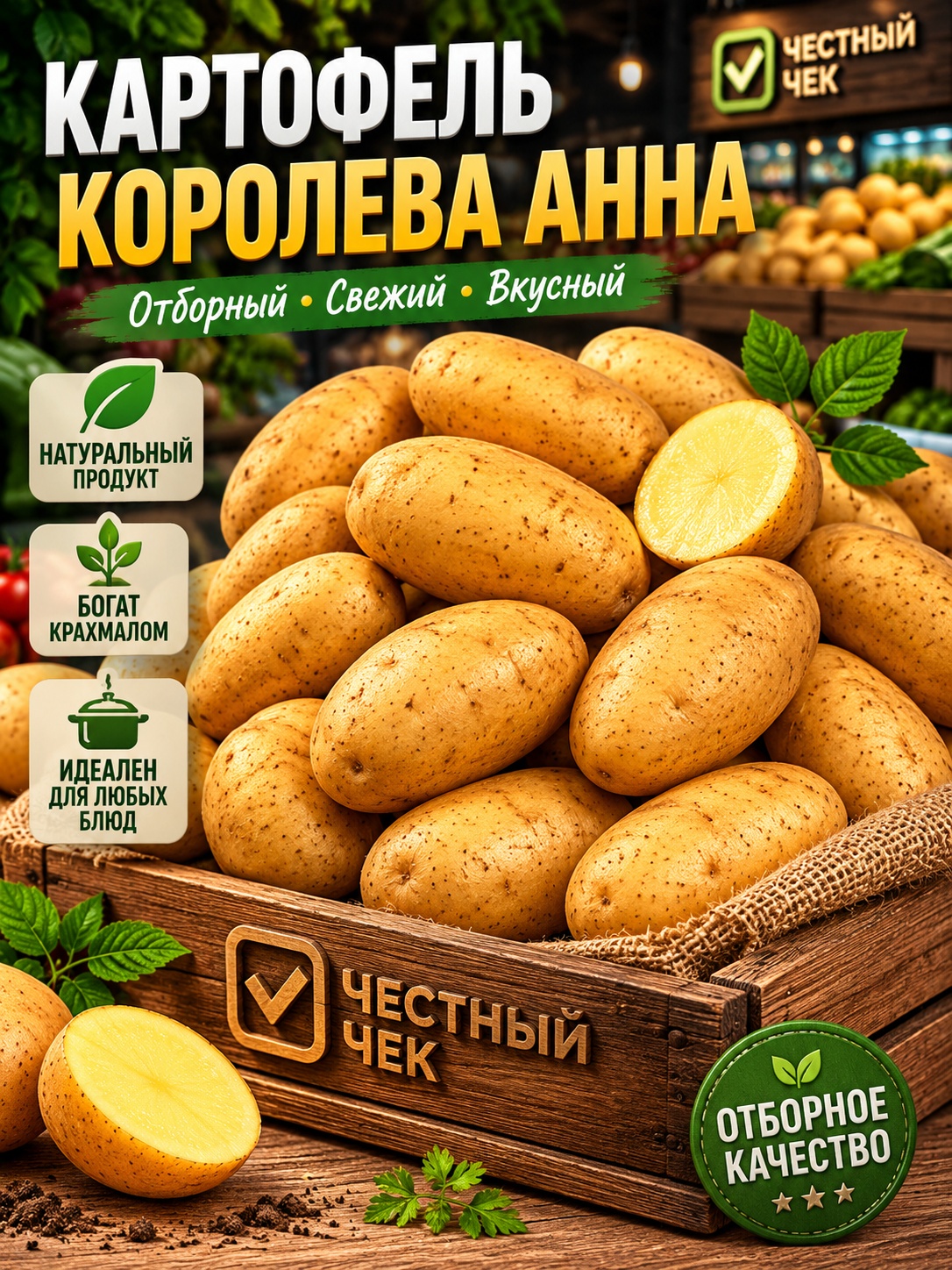 Картофель Королева Анна 1кг вес 