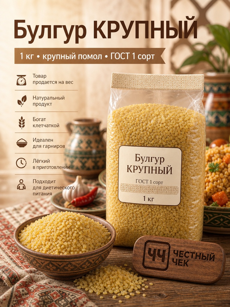 Булгур КРУПНЫЙ 1кг вес.