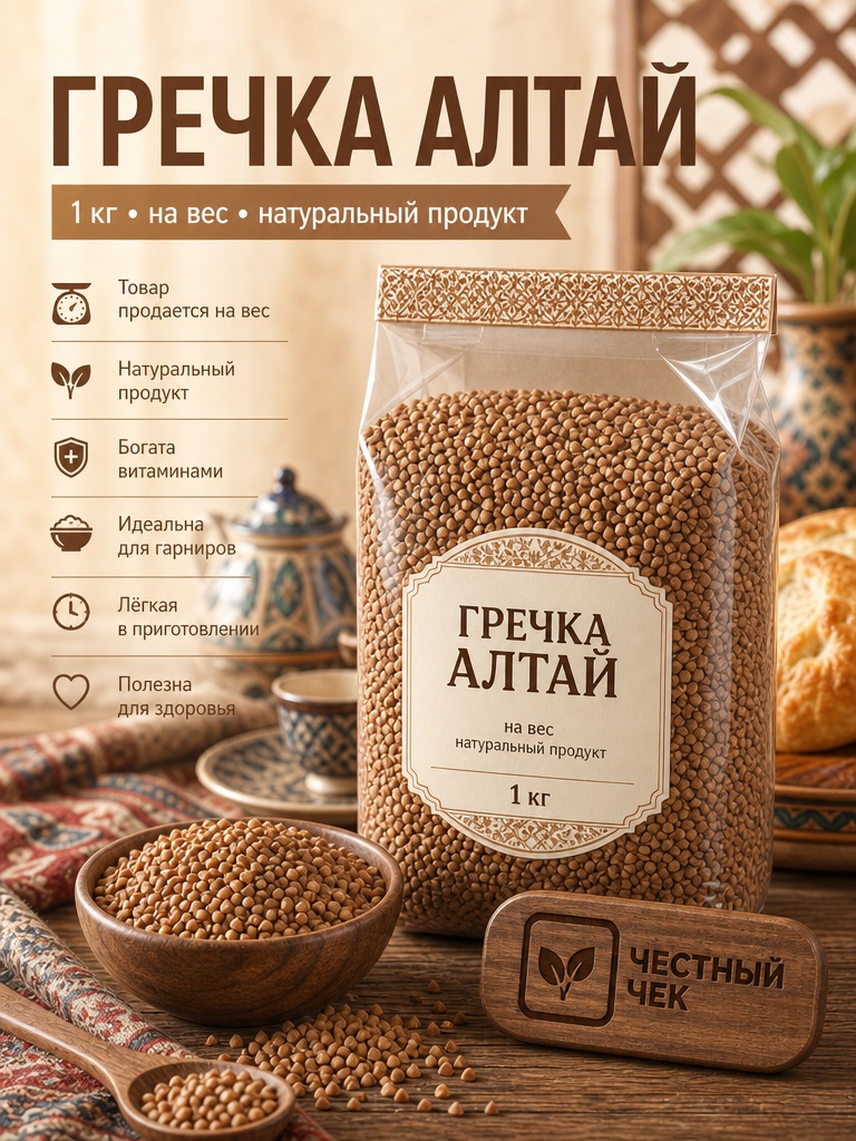 Крупа гречневая 1 кг Алтай вес