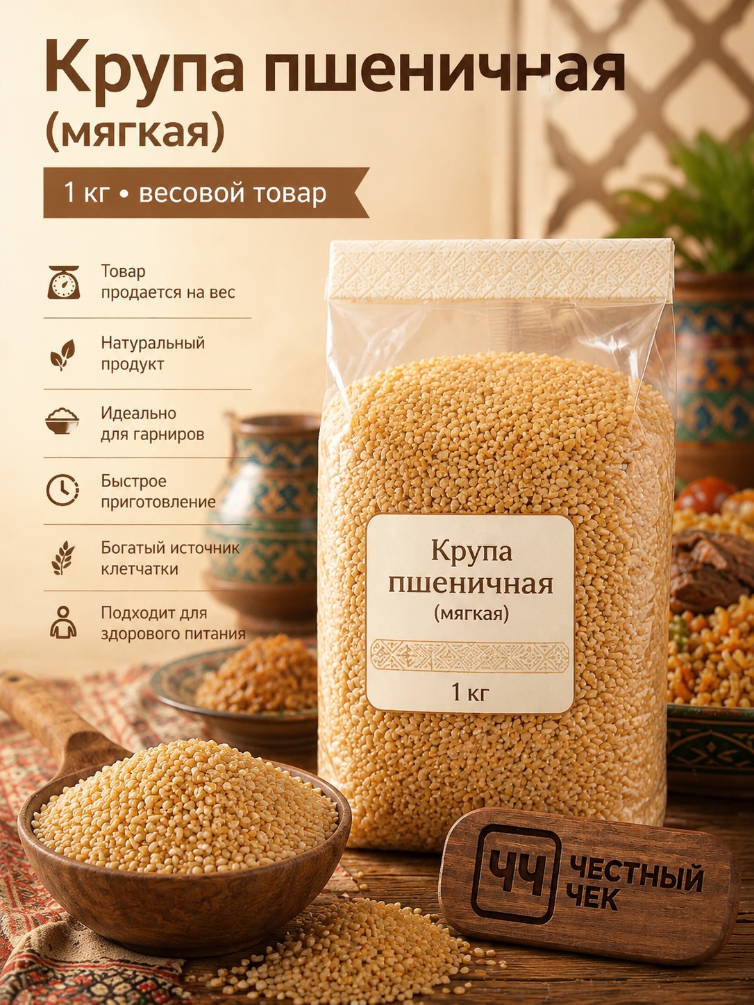 Крупа пшеничная  (мягкая) 1кг вес.