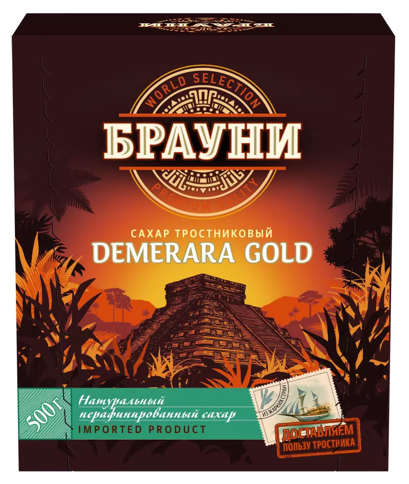 Сахар "Брауни DEMERARA GOLD" кусковой  500гр 