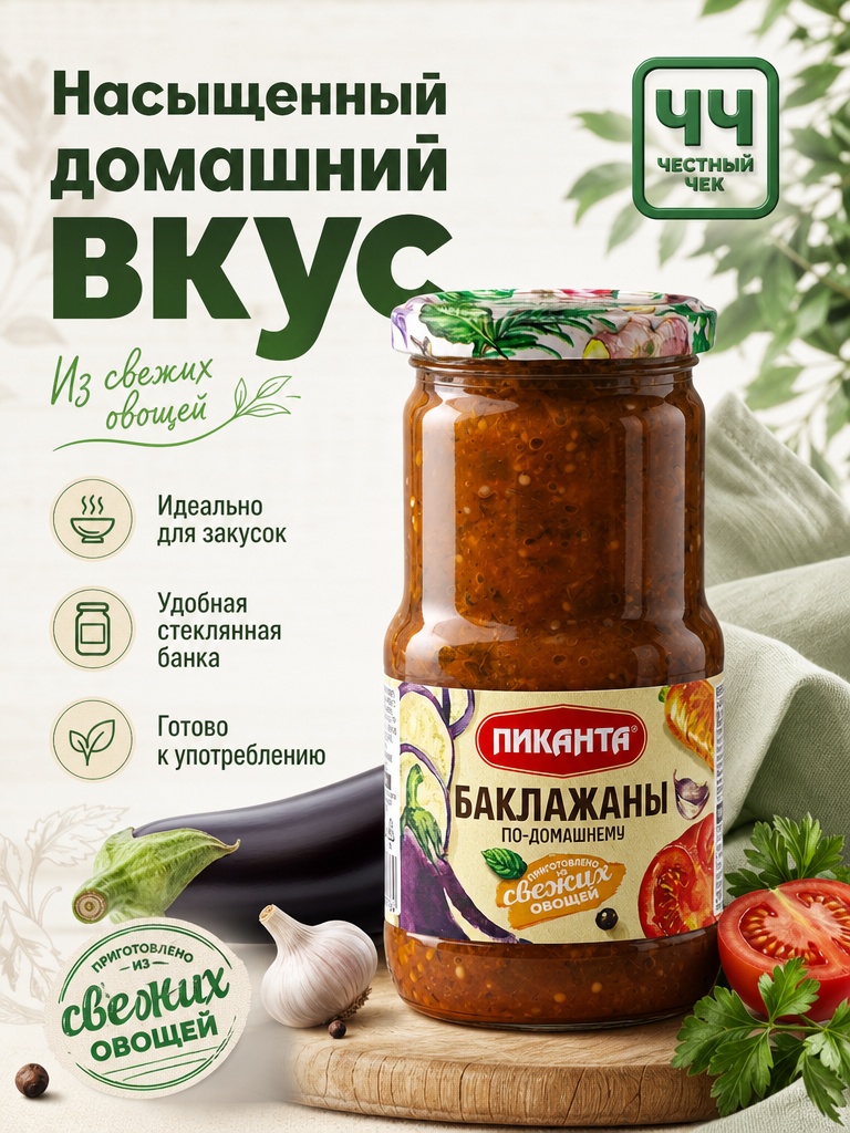 Баклажаны По-домашнему 450г с/б Пиканта