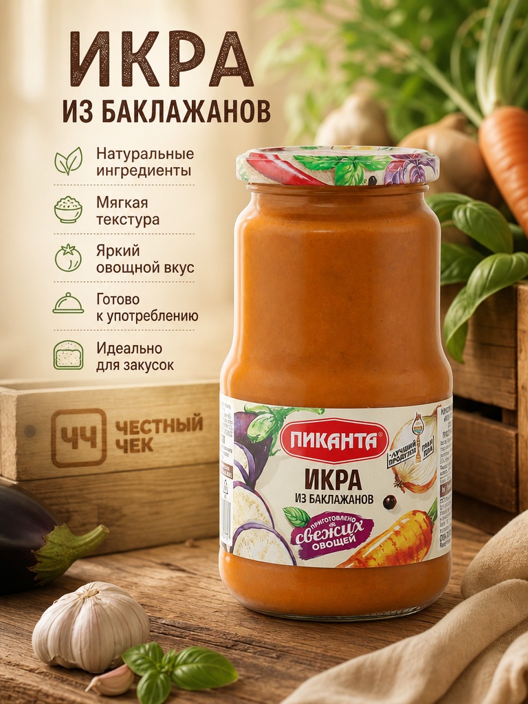 Икра из баклажанов 450г с/б Пиканта