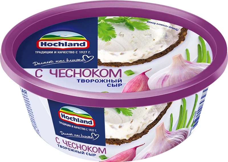 Сыр Творожный с чесноком 140г Хохланд