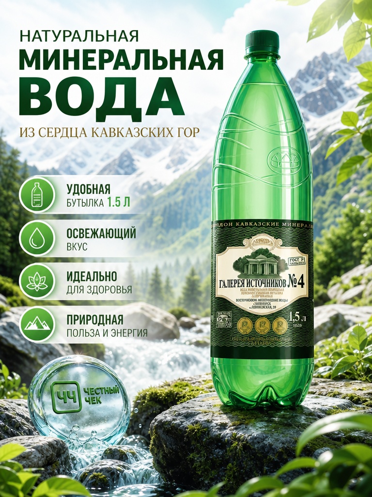 Вода мин. Галерея Источников №4 1,5л ЕМВ