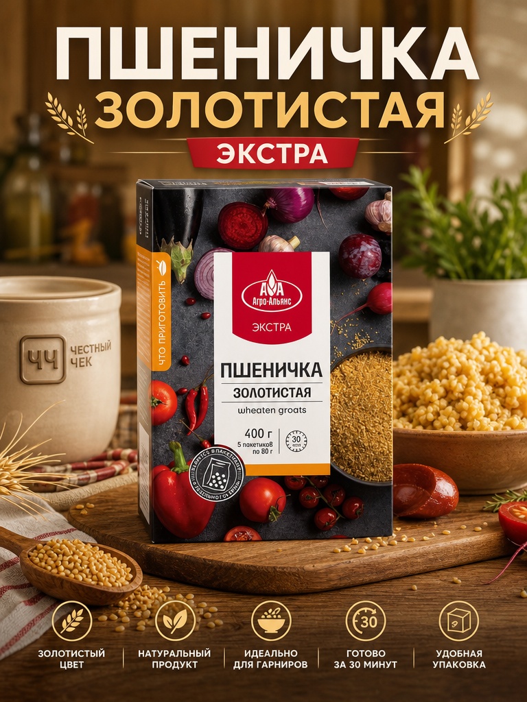 Пшено Золотистое 900г АгроАльянс