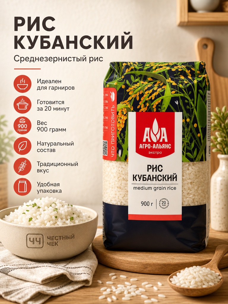 Рис Кубанский 900г АгроАльянс