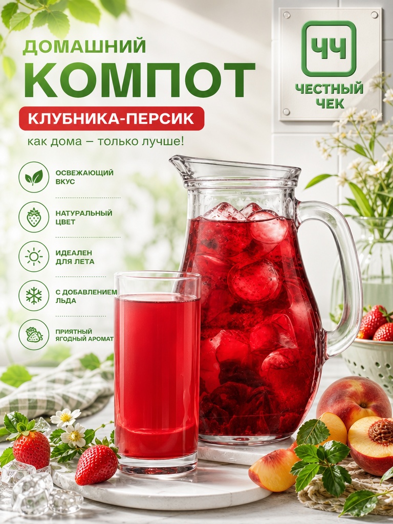 Компот Домашний 1,8л Клубника Персик