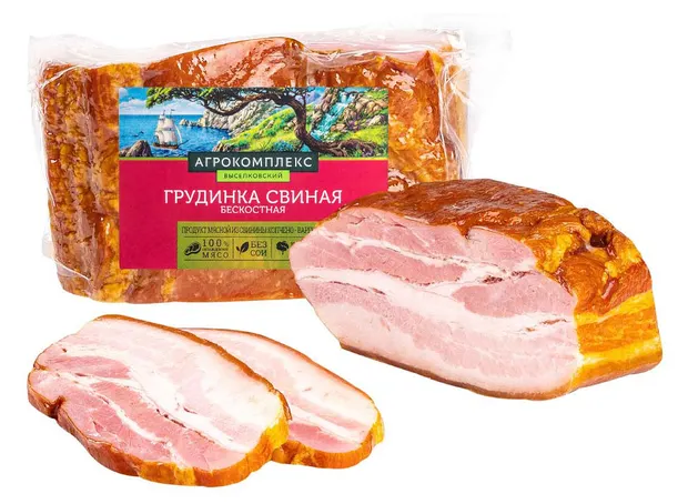 Грудинка свиная бескостная в/к 1кг вес Агрокомплекс