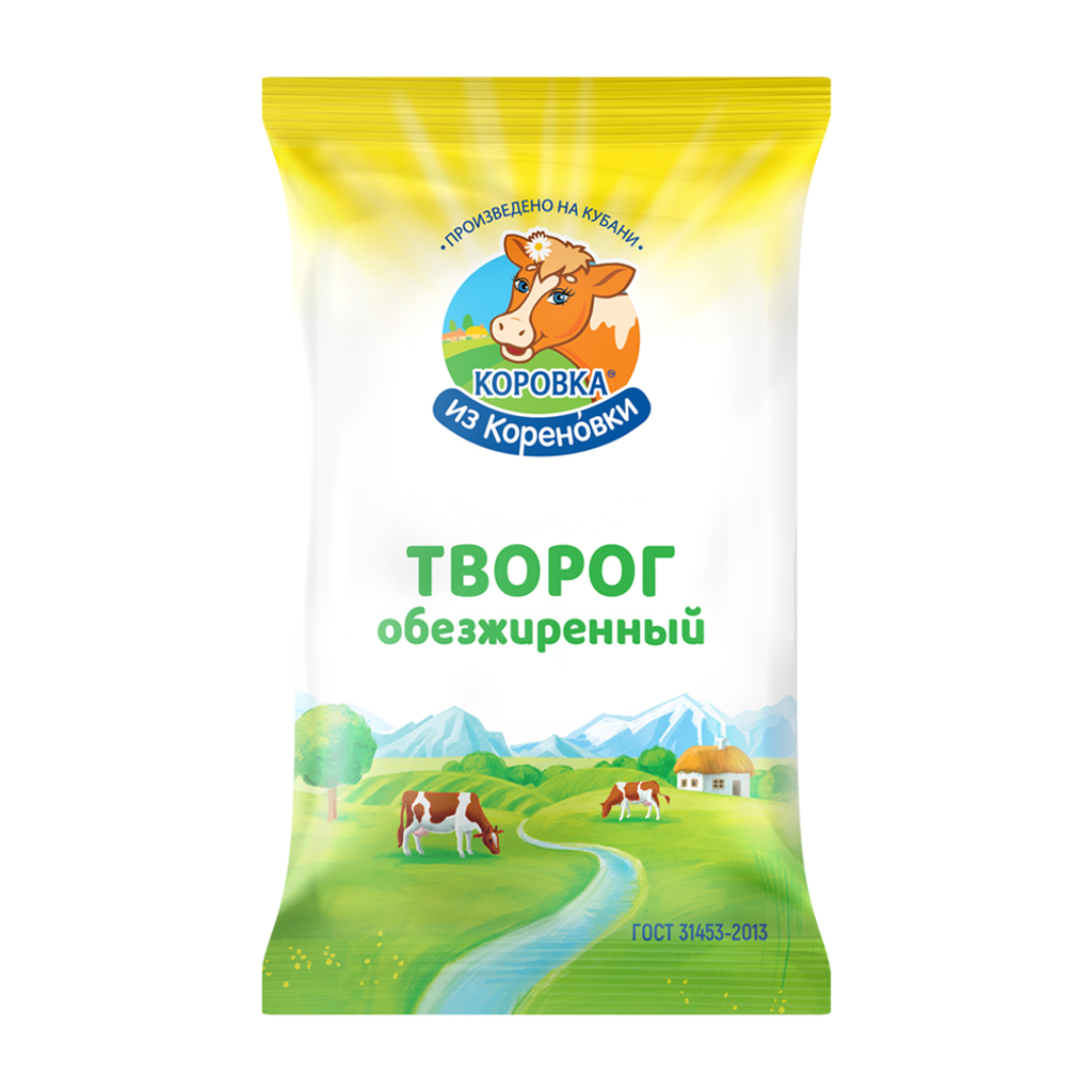 Творог обезжиренный 180г флоупак КизК БЗМЖ