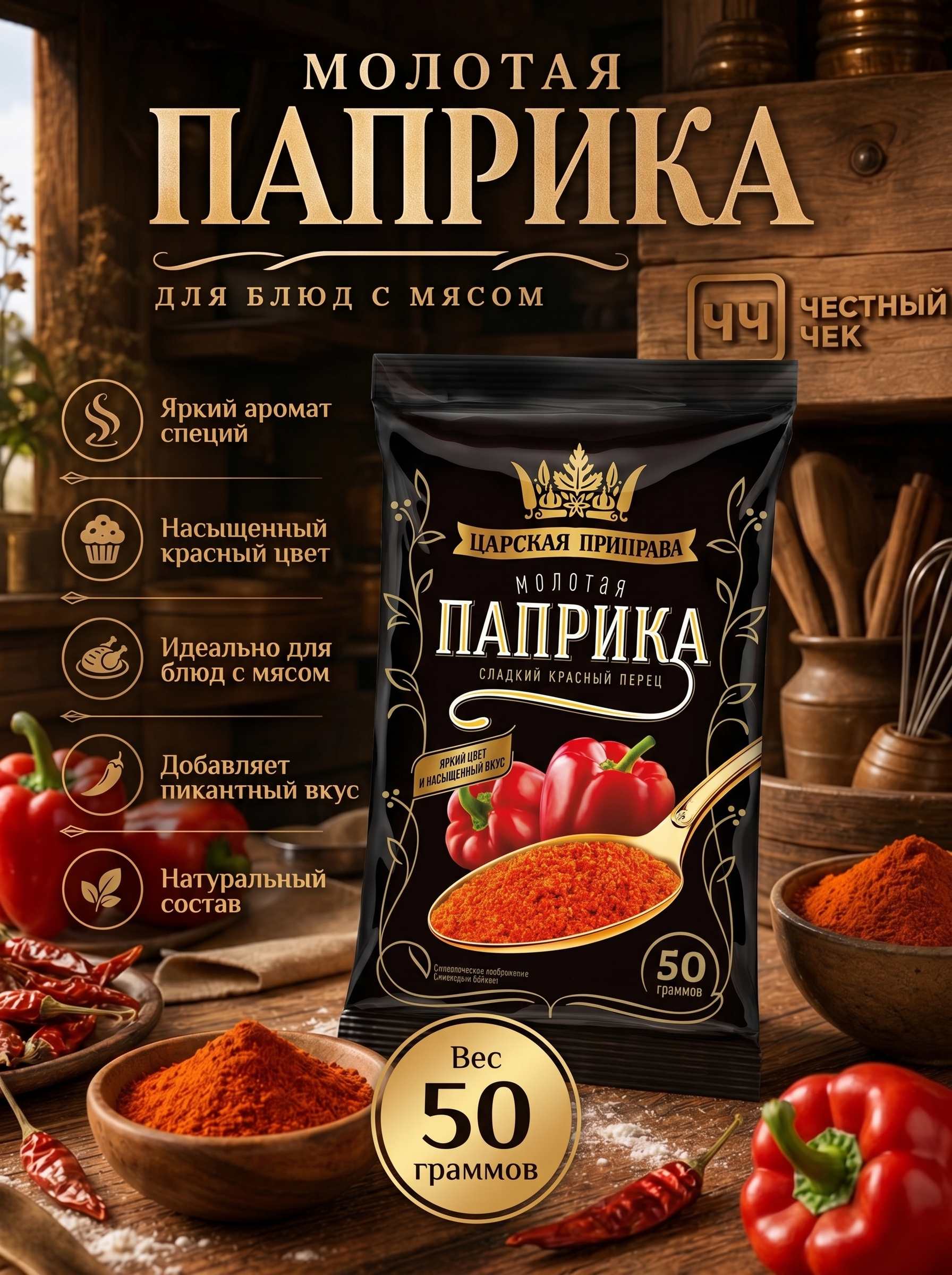 Паприка молотая 25г м/у Царская Приправа