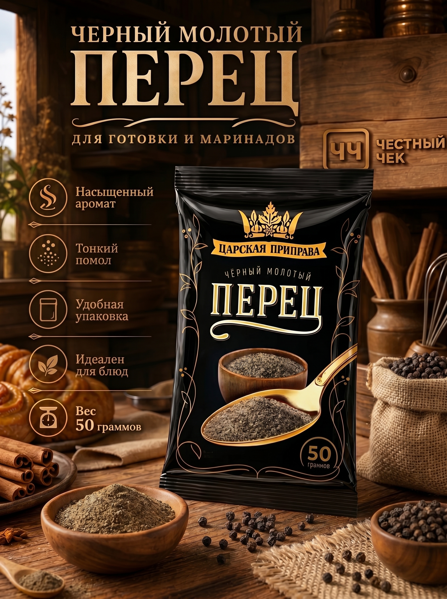 Перец черный молотый 20г м/у Царская Приправа