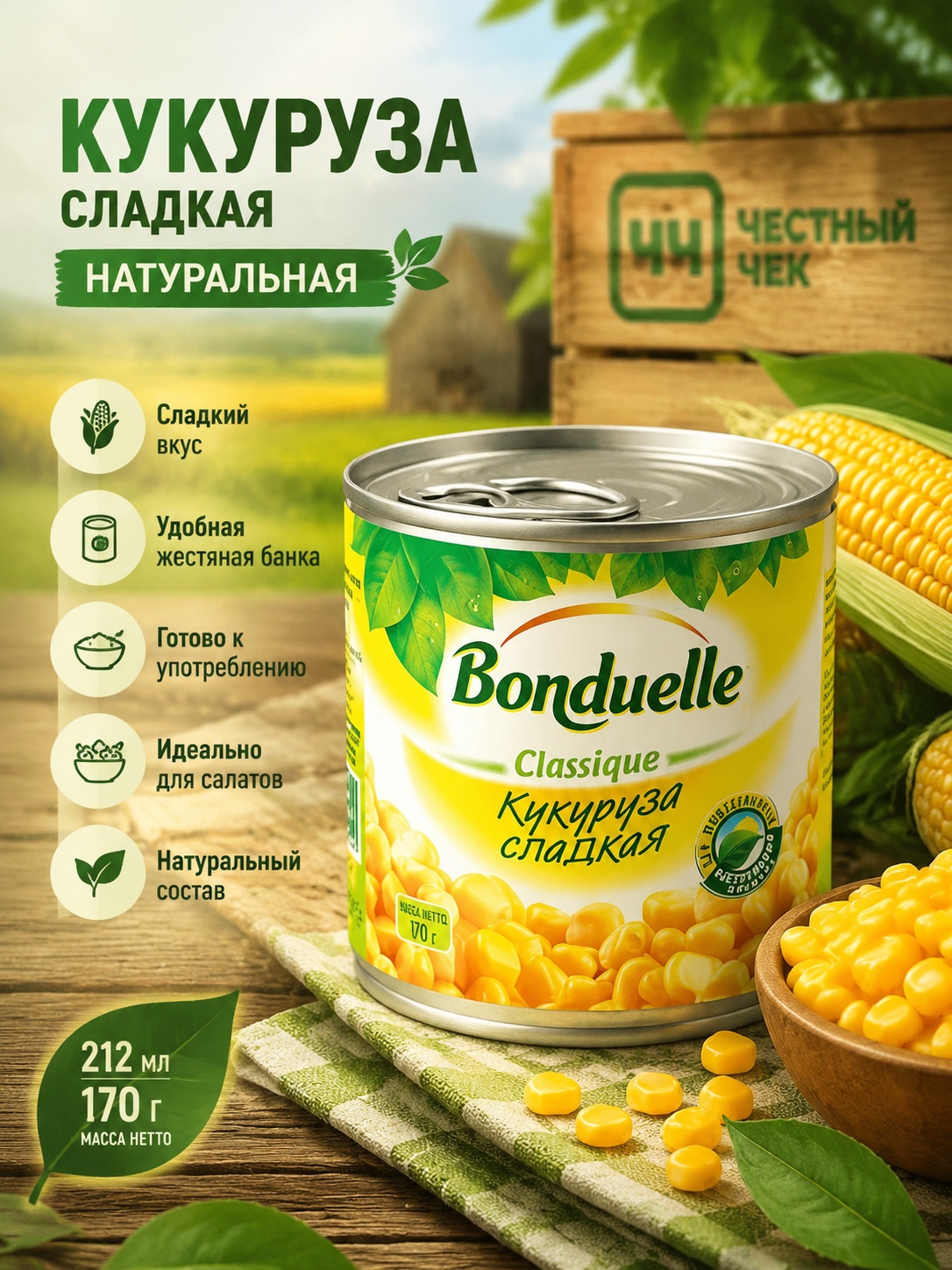 Кукуруза Bonduelle 212мл/170г ж/б