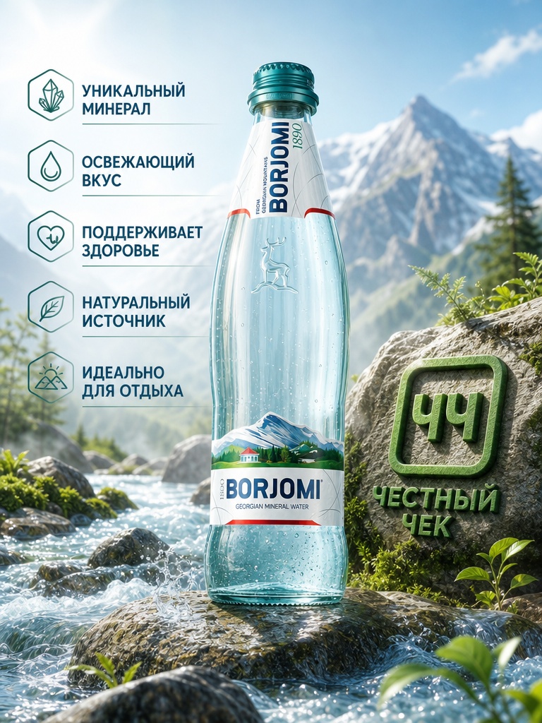Вода мин. БОРЖОМИ 1890 0,5л с/б