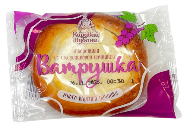 Ватрушка творожная со смородиной 90г Каравай Кубани            