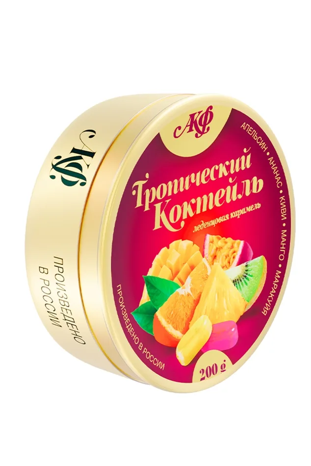 Карамель леденцовая Тропический Коктейль 200г ж/б Азовская к/ф